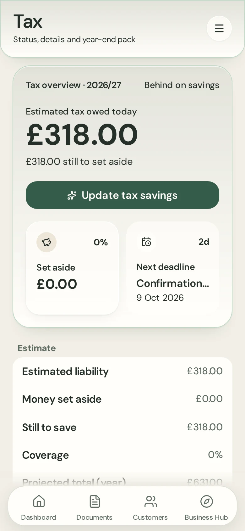 Check your tax in Ovaro, with sample data
