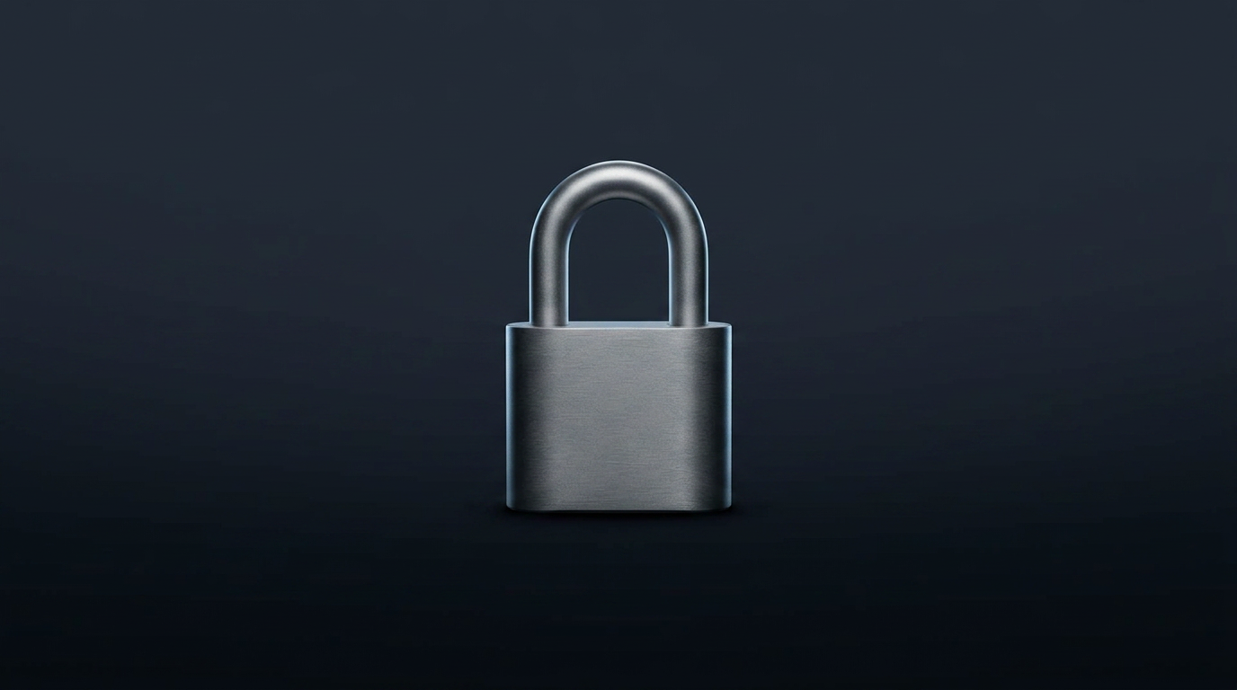 A matte padlock on a calm dark surface, suggesting secure storage of your banking data